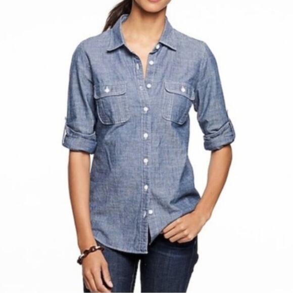 J. Crew Chambray The Perfect Shirt Button Up - Picture 1 of 6